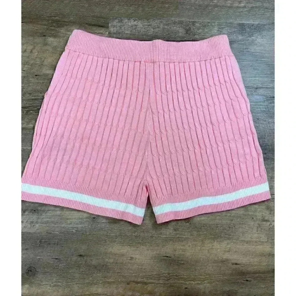 Ivy Storehouse Alpha Kappa Alpha Cable Knitted Pink Shorts Womens XXL Drawstring - Picture 6 of 9
